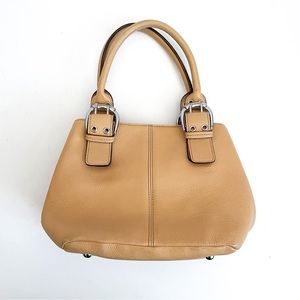 Tignanello Tan Cream Leather Small Satchel Tote Bag